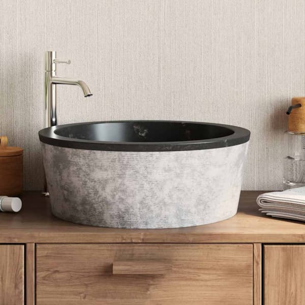 Handfat svart Ø40x15 cm marmor