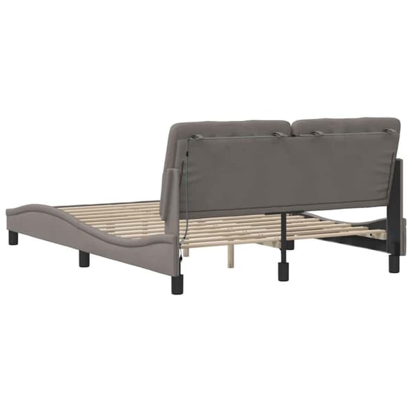 Bed Frame with LED without Mattress Taupe 140x190 cm Fabric