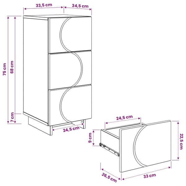 Sideboard Vit högglans 33,5 x 34,5 x 75 cm Konstruerat trä