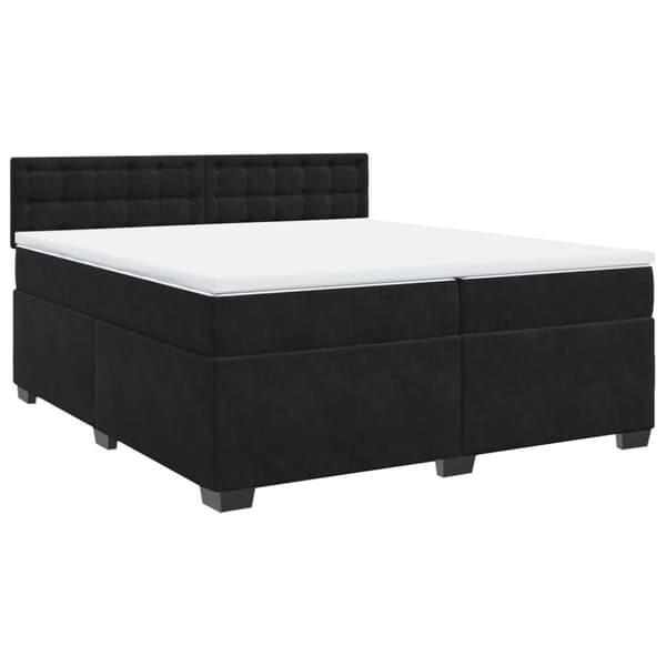 Ramsäng med madrass svart 200x200 cm sammet
