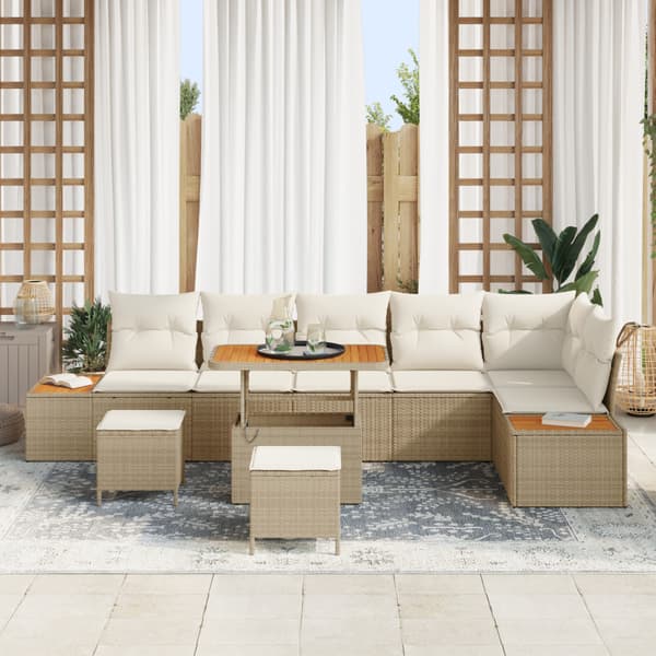 Trädgårdsoffset 9 pcs Beige konstrotting