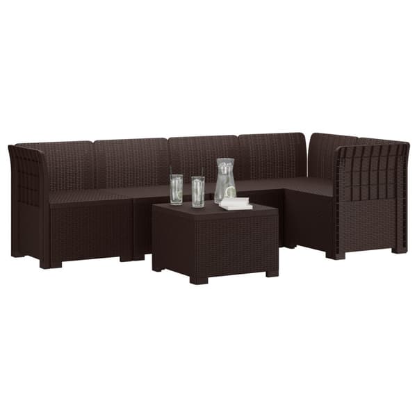 5-Sits Trädgårdsoffa Rattanlook PP Brun