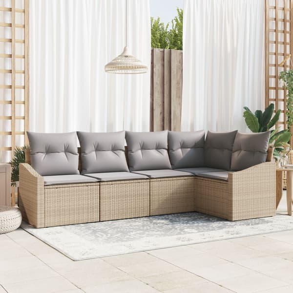 Soffset med kudde 5 pcs Beige konstrotting