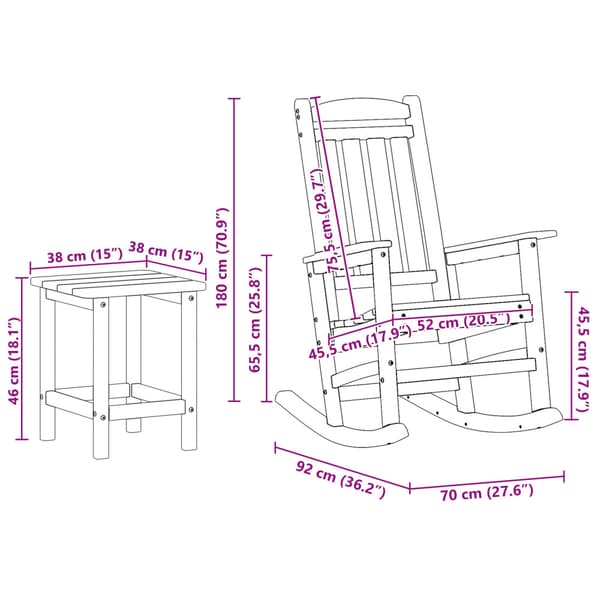 Gungstol 3 pcs Ljusgrå polyeten