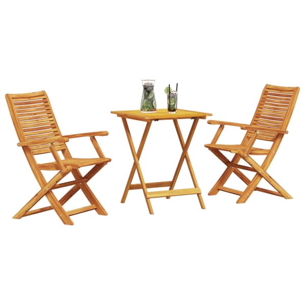 Fällbart bistroset 3 pcs Brun Massivt Akaciaträ
