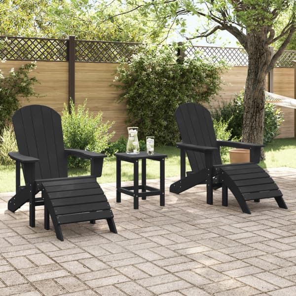 Trädgård Stol 3 pcs Svart polyeten