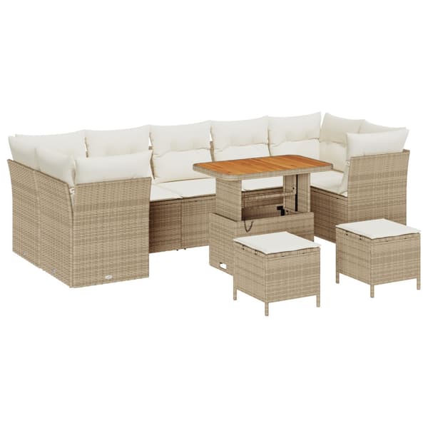 Trädgårdsoffset 10 pcs Beige konstrotting