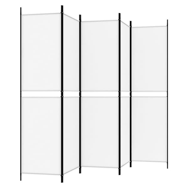 Rumsavdelare 5 paneler vit 250x200 cm tyg