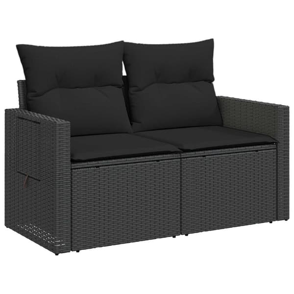 Soffset 5 st Svart Poly Rattan och stål