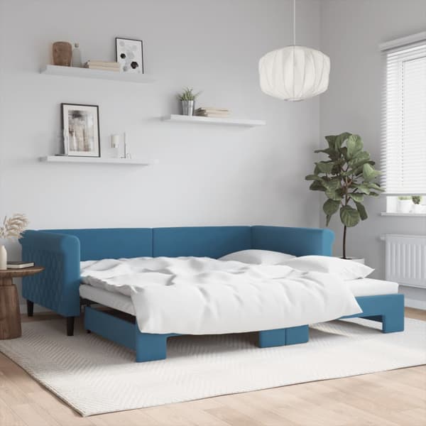 Dagbädd utdragbar blå 100x200 cm sammet
