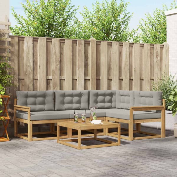 Utomhussoffset 5 pcs Vit och ljusgrå 79 x 79 x 37 cm Polyester
