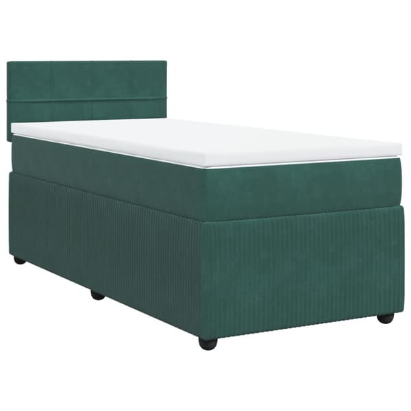 Ramsäng med madrass mörkgrön 90x190 cm sammet