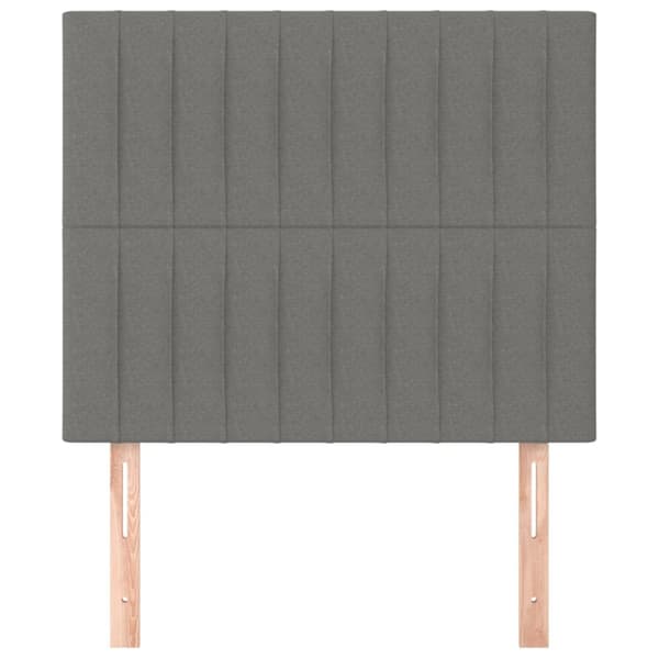 Sänggavel mörkgrå 100x5x118/128 cm tyg