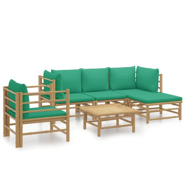 Loungegrupp 6 delar gröna dynor bambu