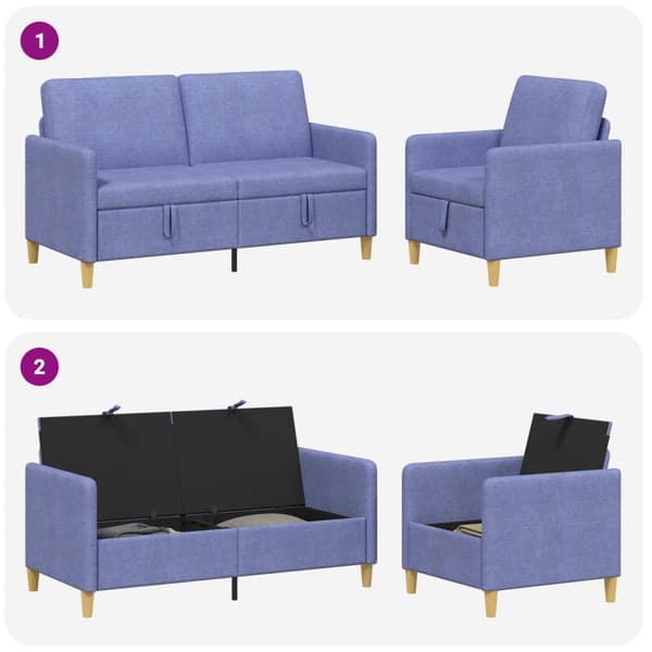 Soffgrupp med förvaring 2 pcs Jeansblå Polyester