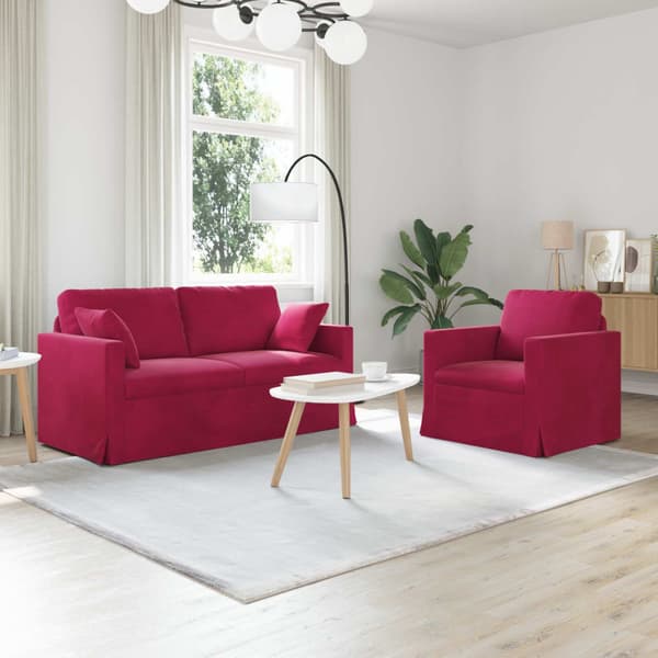 Soffset 2 pcs Vinröd 158 x 78 x 80 cm Sammet