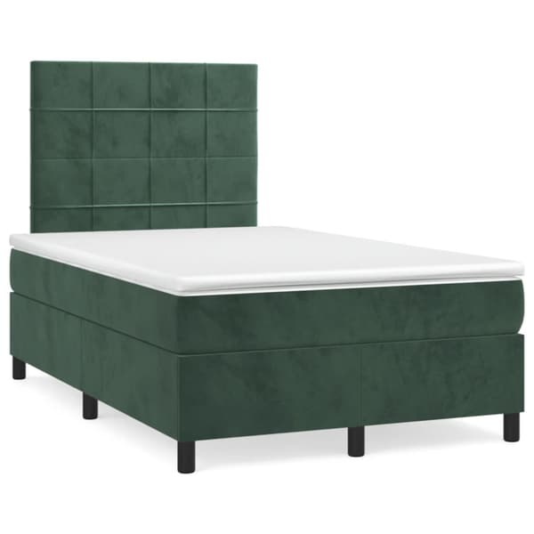 Ramsäng med madrass mörkgrön 120x190 cm sammet