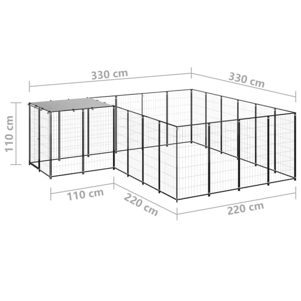 Hundgård svart 8,47 m² stål