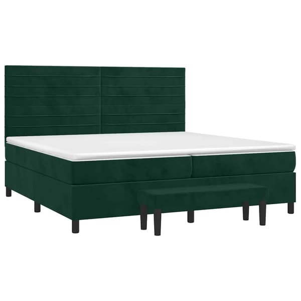 Ramsäng med madrass mörkgrön 200x200 cm sammet