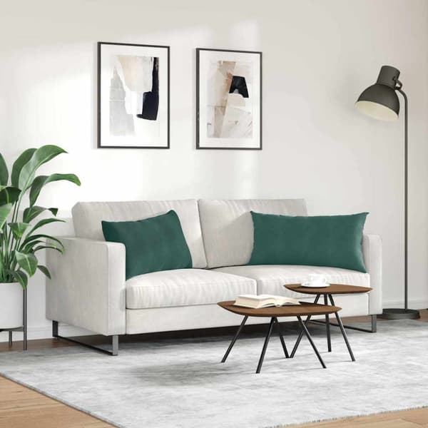 Sofakuddar 2 pcs Mörkgrön 80 x 40 cm Kordread tyg