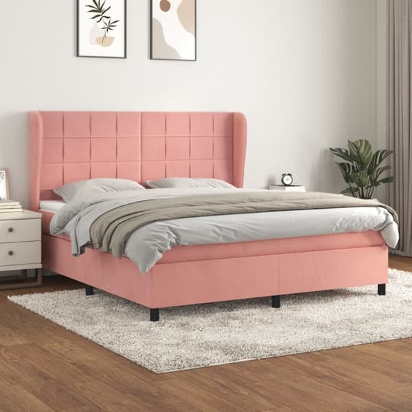 Ramsäng med madrass rosa 180x200 cm sammet
