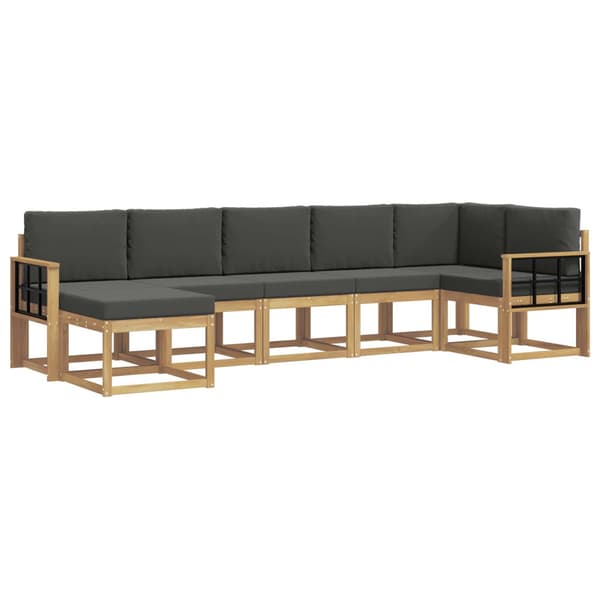 Utomhussoffset med kudde 7 pcs Vit och antracit Polyester