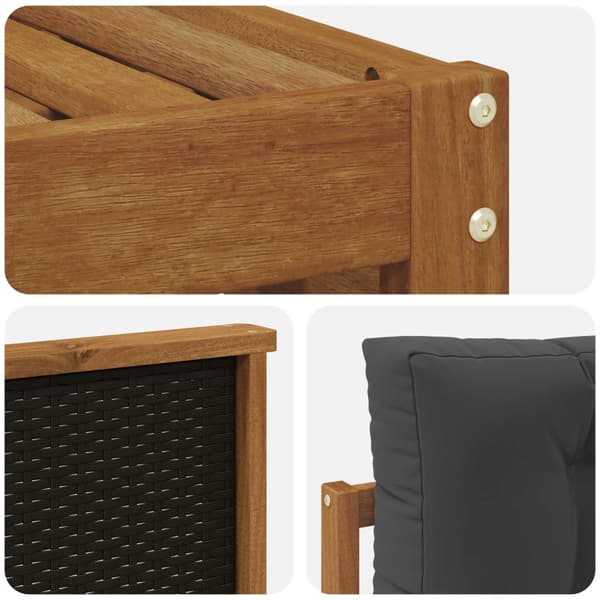 Utomhussoffset med kudde 7 pcs Naturlig och Antracit Polyester