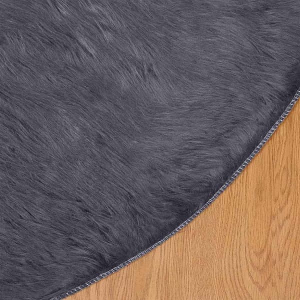 Fuskfäll matta TAFALLA Antracit Ø 120 cm Polyester