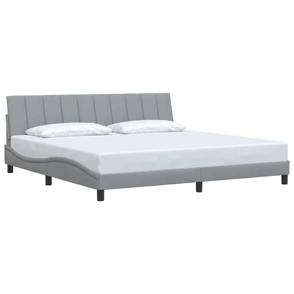 Bed Frame without Mattress "Hanko" Light Grey 200x200 cm Fabric