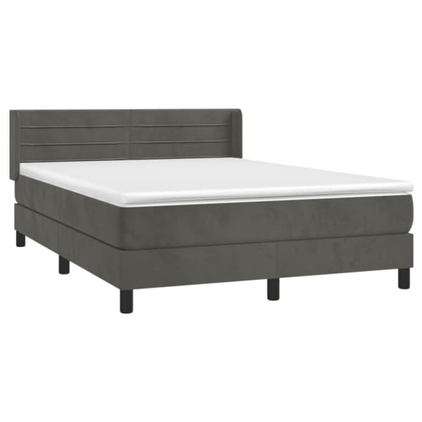 Ramsäng med madrass mörkgrå 140x190 cm sammet