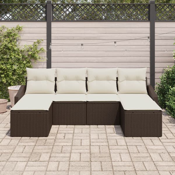 Soffset med kudde 6 pcs Brun konstrotting