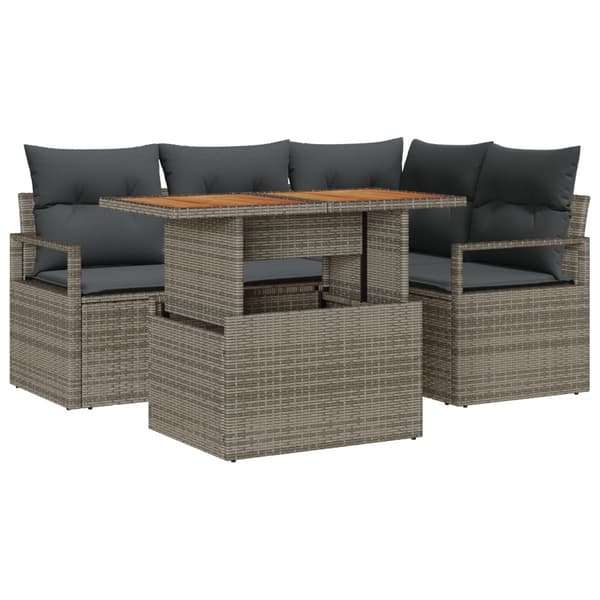 Trädgårdsoffset med lagring 5 pcs Grå Poly rattan