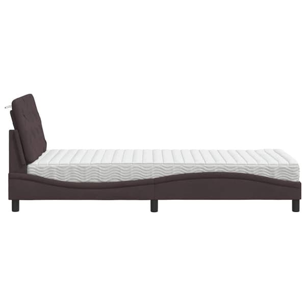 Bed with Mattress Dark Brown 80x200 cm Fabric