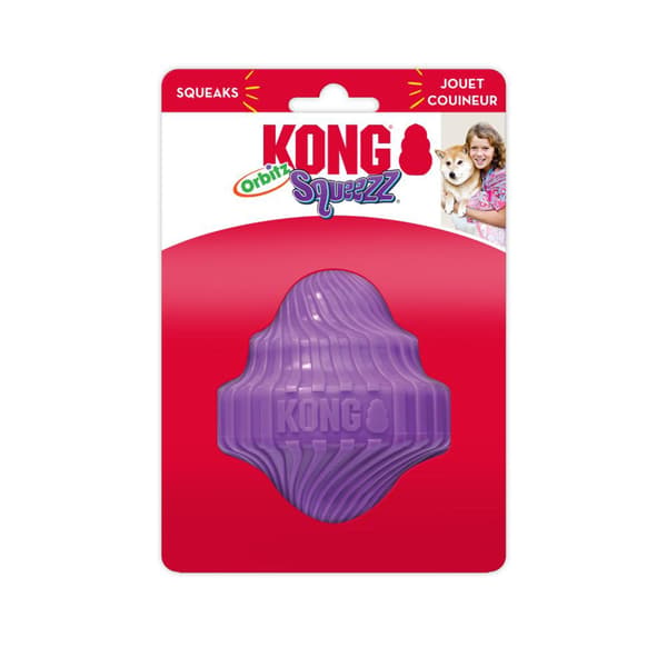 Hundleksak Squeezz Orbitz Spin Top Mix KONG C.a 11x10 cm