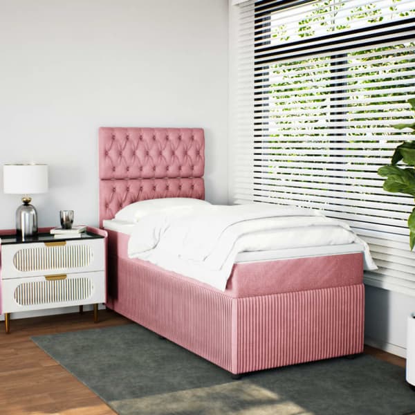 Ramsäng med madrass rosa 80x200 cm sammet