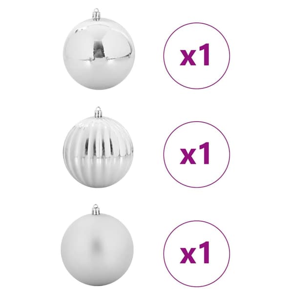 Julgransprydnad Set XXL 3 pcs Silver Plast