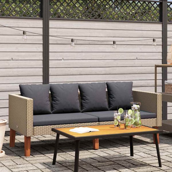 Trädgårdssoffa 2-sits med dynor konstrotting beige