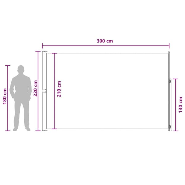 Utfällbar sidomarkis Taupe 300 x 220 cm Polyester
