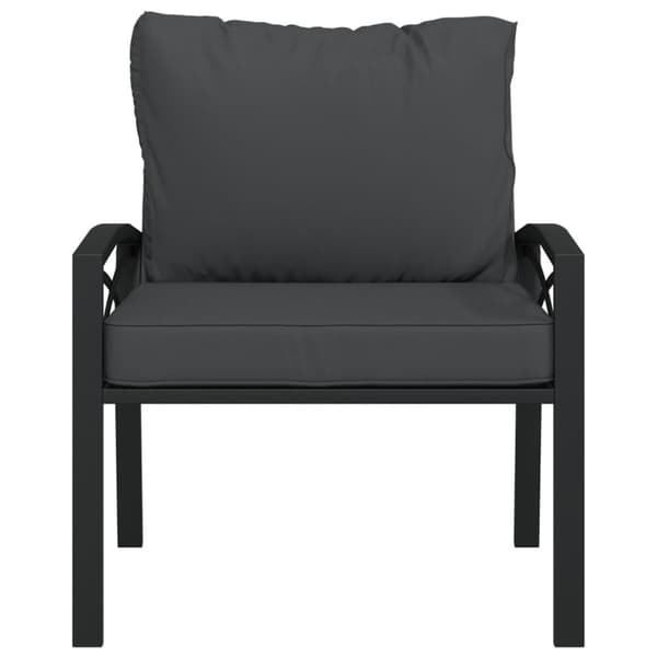 Trädgårdsstol med grå dynor 68x76x79 cm stål
