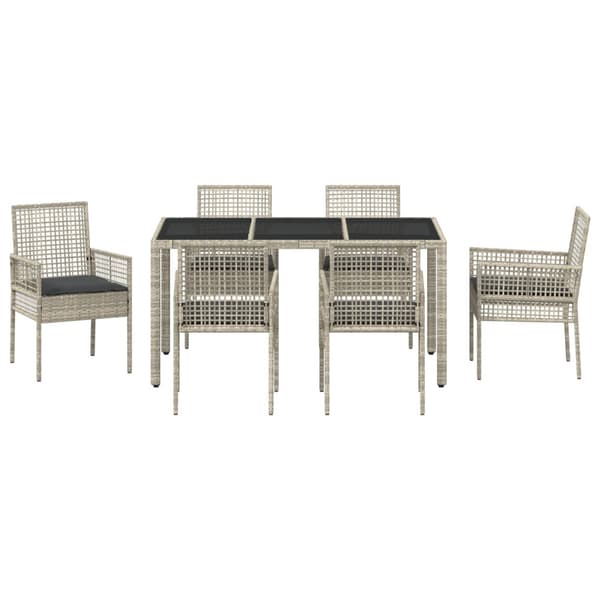 Trädgårdsmöbelset 7 pcs Ljusgrå konstrotting