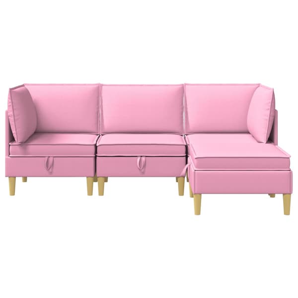 Möbelset för vardagsrummet med kudde med lagring 4 pcs Rosa Tyg