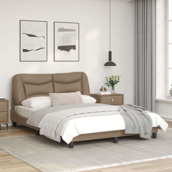 Bed Frame with LED without Mattress "Hvar" Cappuccino 140x200 cm