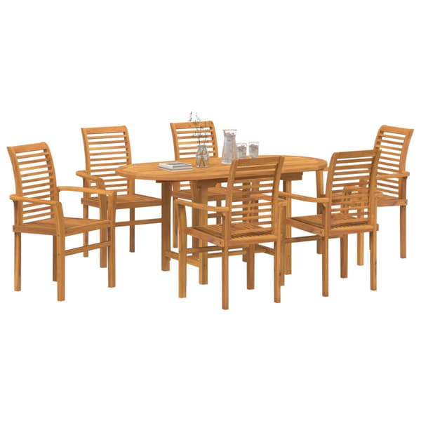 Trädgårdsmöbelset 7 pcs Brun Massivt teakträ