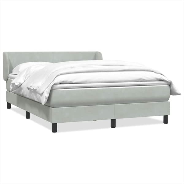 Ramsäng med madrass ljusgrå 160x210 cm sammet