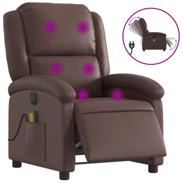 Elektrisk massagefåtölj brun konstläder