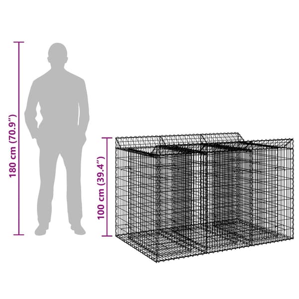 Gabion upphöjd säng 2 pcs Silver