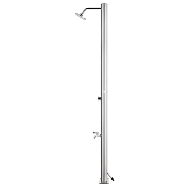 Trädgårdsdusch med grått golv 220 cm rostfritt stål