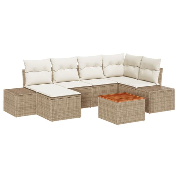 Trädgårdsoffset 7 pcs Beige och vit