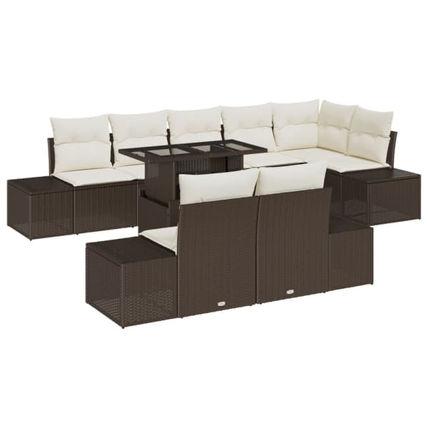 Trädgårdsoffset med lagring 9 pcs Brun Poly rattan