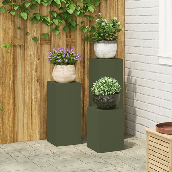 Växtställ 3 pcs Olivgrön Stål